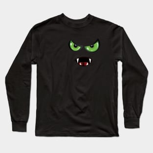 Evil face with green eyes Long Sleeve T-Shirt